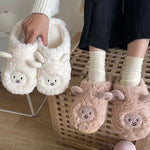 Women Home Fluffy Slippers Platform Anti Slip Comfortable Warm Shoes Cute Sheep Outdoor Couple Slippers Women Men Ladies Shoes