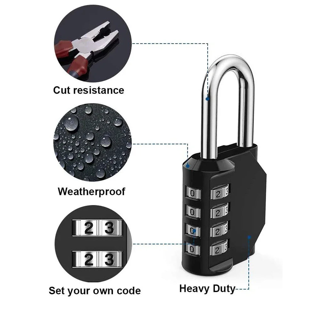 1pc Combination Lock Resettable 4 Digit Padlock with Combination Waterproof and Heavy Duty Combination Padlock Outdoor