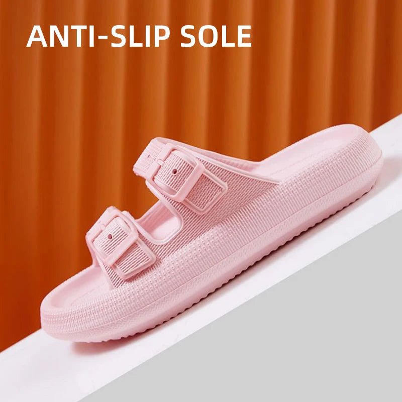 Fashion Buckle Thick Platform Slippers Women Home Soft Sole eva Cloud Slides Sandals Woman 2023 Summer Non Slip Beach Flip Flops