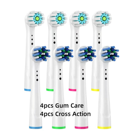 4/8PCS Replacement Brush Heads for Oral B Electric Toothbrushes Floss Cross Action 3D Pro White Precision Standard Daily Clean