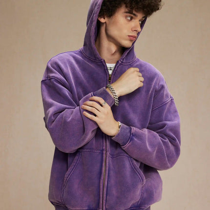 Batik fleece zippered hoodie