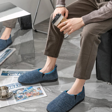 Comwarm Men Warm Non-Slips Slippers Cozy Casual Indoor Outdoor Flats Slides Plush Bedroom Warm Shoes Male Soft Sole Home Shoes