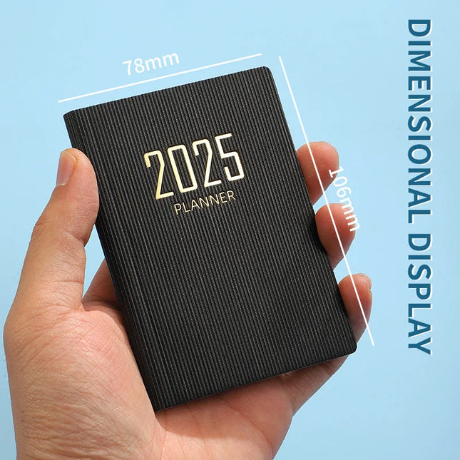365-Day 2025 Portable A7 Pocket Planner Pu Cover Daily Weekly Schedule Notebook Calendar Journal School Office Supplies Agenda