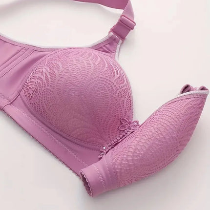 1 Piece Appliques Jacquard Bra, Elegant Lightly Padded Wireless Bra, Women's Lingerie & Underwear