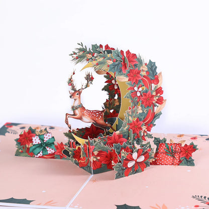 1pc Vintage Christmas Pop-Up Card, Merry Christmas Greeting Card with Massage Card and Envelop, Christmas Tree Santa Snowman