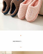Eyriphy New Fashion Cotton Slippers For Women Winter Warm House Shoes Curly Faux Cotton Bedroom Slides Non-Slips Comfort Slipper
