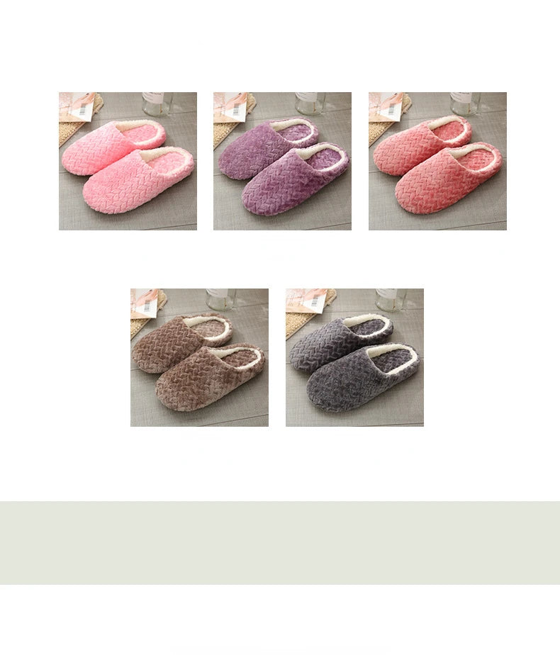 Women Winter Home Fur Slippers Cartoon Cat Non-Slip Soft Warm House Indoor Bedroom Men Couples Boys Girl Memory Foam Floor Shoes