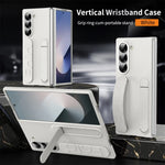 Luxury Wristband Invisible Bracket Case for Samsung Galaxy Z Fold 6 5 4 3 7 fold6 Hand Wrist Strap Folding Stand Silicone Cover