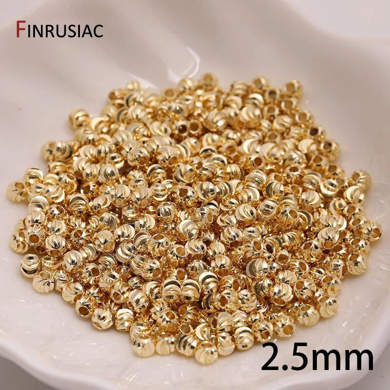 18K Gold Plated Brass Spacer Beads For Jewelry Making Materials,Separators For Beads, Striped Cut Flower Beads For Needlework