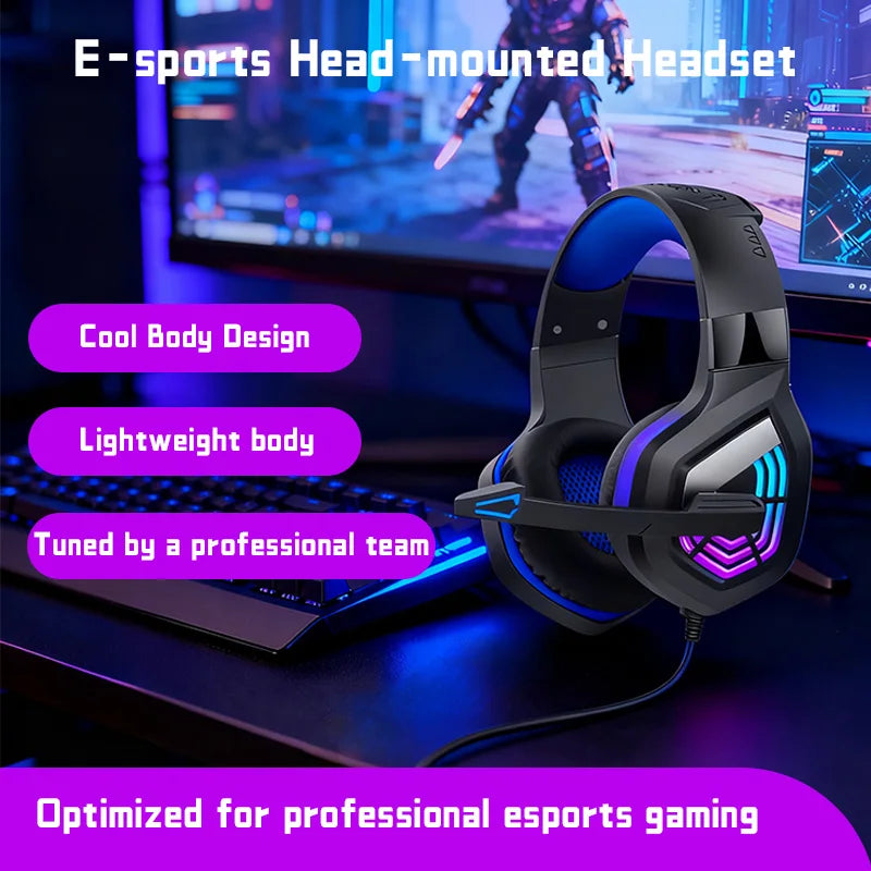 G7 LED Light Gaming Headset USB Stereo Surround Wired Headphone with Noise Reduction Mic Earphones for Computer PC Gamer