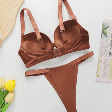 The Best-selling Sexy Gathering Promotion Style Glossy Letter Shoulder Strap Two-piece Women's Underwear Set B2050