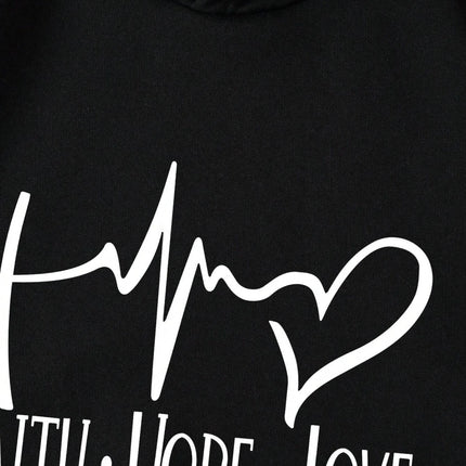 Faith Hope Love Letter Graphic Women Hoody Street Casual Loose Sweatshirt Autumn Fleece Hooded Hip Hop O-Neck Clothing Female