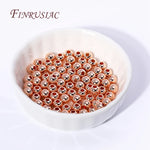 18K Gold Plated Separators For Bead,Spacers Beads For Jewelry Making,Brass Metal Round Beads,DIY Bracelets/Necklace Accessories