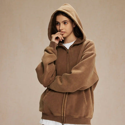 Batik fleece zippered hoodie