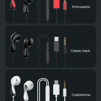 Wired Earphone 3.5mm AUX/Type C HiFi Surround Heavy Bass With MIC In-Ear Game Music Headsets For Samsung Huawei Xiaomi iPad PC