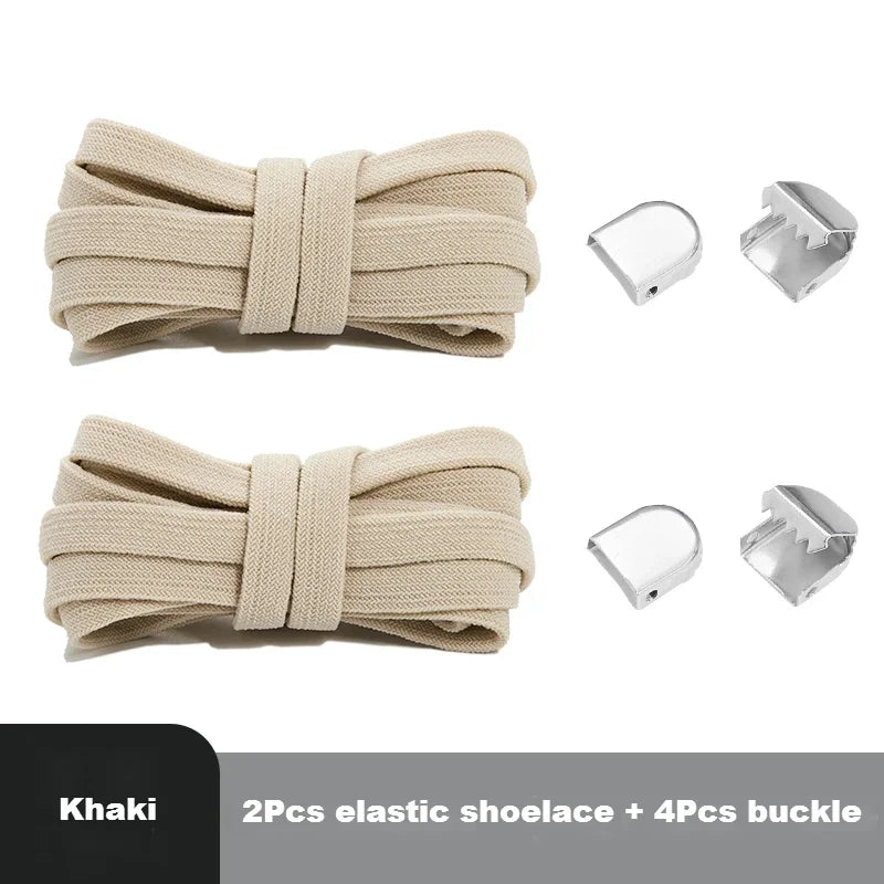 Flat Elastic Shoe Laces Sneakers No Tie Shoelaces for Shoes Tennis Quick Shoelace Clips Without Ties Shoe Accessories Kids Adult