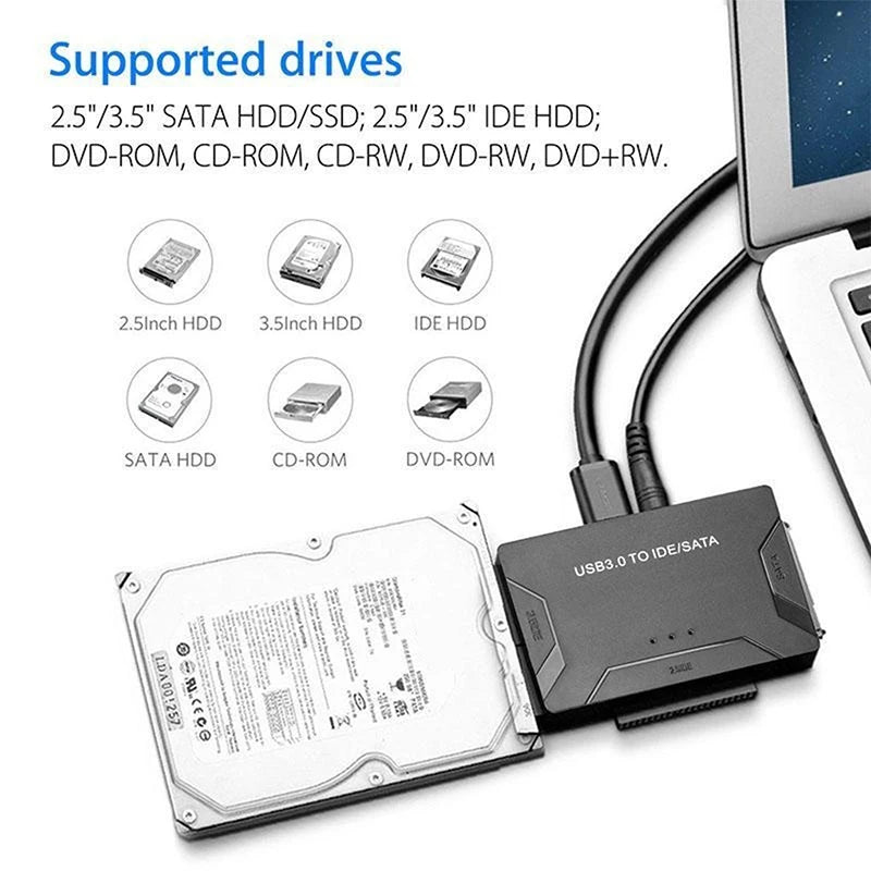 SATA/IDE to USB 3.0 Adapter Hard Drive Adapter Cable Converter for 2.5/3.5 Inch SATA and IDE HDD Support 6TB For PC Macbook