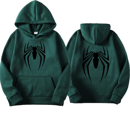 2024 New Men's Hoodie Street Fashion Spider Print Sweatshirt Fleece Ladies Casual Funny Loose Hoodie spiderman Men's clothing