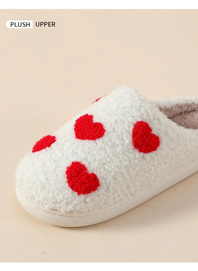 House Slippers for Women, Cute Big Small Heart, Fluffy Cozy Home Comfy Shoes for Ladies, Indoor Slippers for Winter, Mushroom
