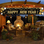 Black/Red Gold Happy New Year 2025 Banner Navidad Natal Noel Outdoor Flags New Year Party Decor Balloon Photography Background