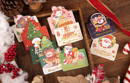10pcs MIX Merry Christmas Greeting Card Santa Claus Snowman Custom Blank Cards Christmas Party Invitation Card New Year Gifts