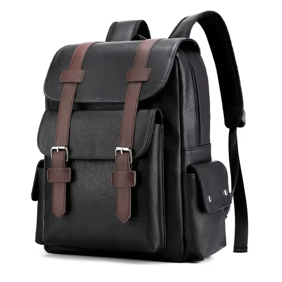 Korean Version Soft PU Leather Backpack For Men And Women Casual Trend High School Students Computer Travel Backpacks Wholesale
