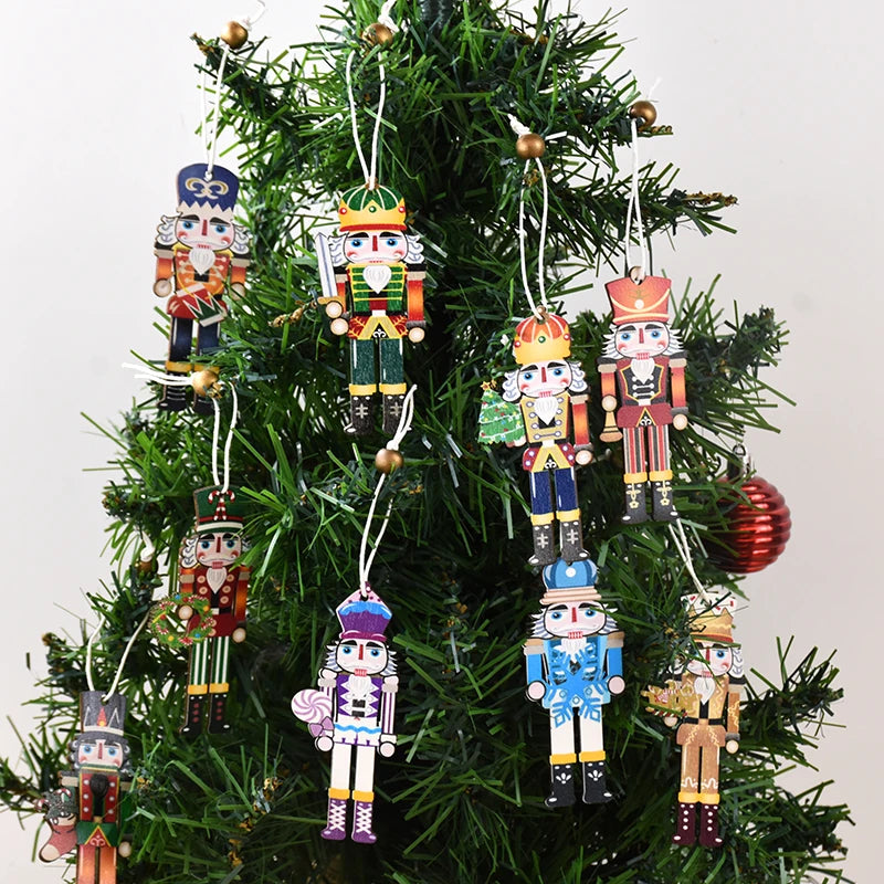 Christmas Nutcracker Soldier Wooden Pendant Xmas Tree Hanging Ornaments 2024 Navidad Decoration for Home 2025 New Year Gifts