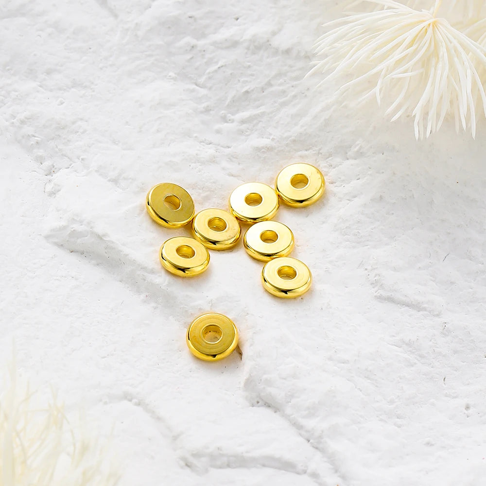 14K/18K Gold Plated 10-30Pcs 3/4/5/6/8mm Spacer Beads for DIY Necklace Bracelet Jewelry Making Supplies Accessories Wholesale