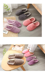 Women Winter Home Fur Slippers Cartoon Cat Non-Slip Soft Warm House Indoor Bedroom Men Couples Boys Girl Memory Foam Floor Shoes