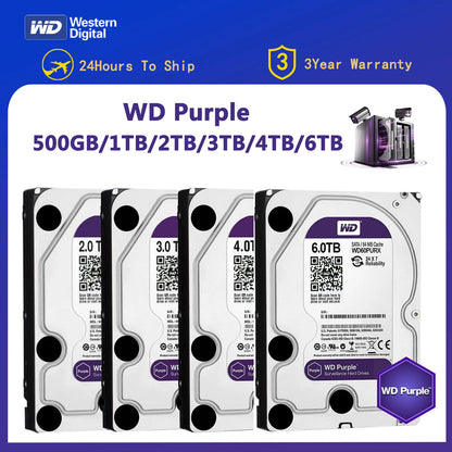 WD Purple 4TB 1TB 2TB 3TB 6TSurveillance Internal Hard Drive Disk 3.5" 64MCache SATA III 6Gb/s  HDD HD Harddisk for CCTV DVR NVR