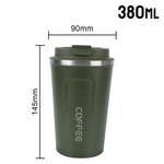 Thermo Cafe Coffee Mug Car Thermos Mug 380/510ML Leak_Proof Travel Thermo Cup for Tea Water Coffee Double Stainless Steel
