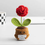 Mini Finished Crochet Roses Sunflowers Potted Emotional Support Stuffed Plants  Mother Valentine Christmas Graduation Gifts