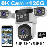 10K 20MP Four Screen Outdoor WiFi Cam PTZ 5X Zoom Night Vision Four Lens 10K Wireless CCTV Surveillance Cam Security Protection