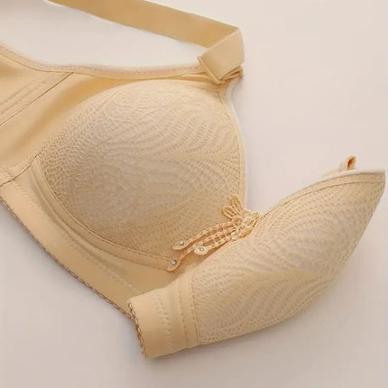 1 Piece Appliques Jacquard Bra, Elegant Lightly Padded Wireless Bra, Women's Lingerie & Underwear
