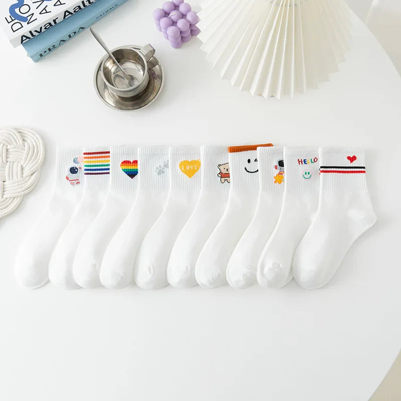 New Socks Women's Korean Version In The Tube Wild Cute Japanese Student Women's Socks Autumn And Winter Rainbow Socks