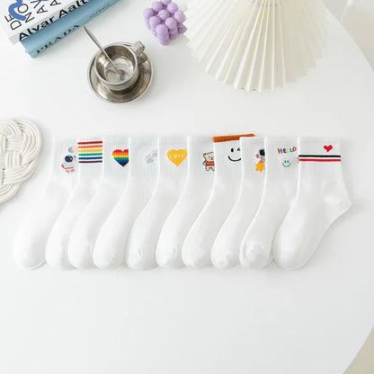 New Socks Women's Korean Version In The Tube Wild Cute Japanese Student Women's Socks Autumn And Winter Rainbow Socks
