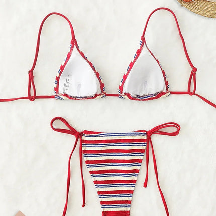 Women's Sexy Push-Up Two-Piece Swimsuit 2025 Bathing Suit Micro Beachwear Stripe Bikini Set Swimwear Trendy Mciro