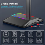 RGB Headphones Stand Holder Desk Gaming Headset with 2 USB Ports Cool Display Holder Non-Slip Rubber Base for Gamer