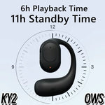 KY2 Wireless Bluetooth Earphones Air Conduction OWS Headphone HiFi Ear-Hook Music Sports Noise Cancel Headset For Smart Phones