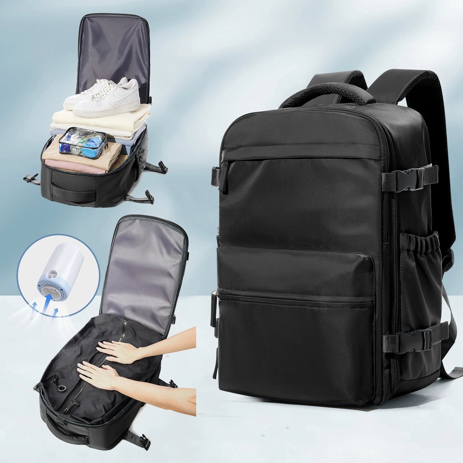 Vacuum Backpack Travel Bag for Men Large Capacity Backpack Business Laptop Backpack Women Men Expandable Backpack School Bag