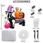 1.5M/5FT Halloween Decorations Inflatable Toy Skeleton Dog with Pumpkin LED Light Up Blow Up Lawn Inflatable Model Outside Decor