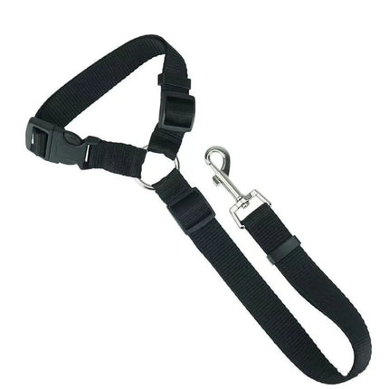 Solid Color Two-in-one Pet Car Seat Belt Nylon Lead Leash Backseat Safety Belt Adjustable Dogs Harness Collar Pet Accessories