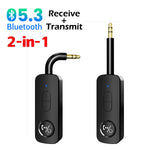 3.5mm Aux Bluetooth 5.3 Receiver Transmitter 2-in-1 Wireless Audio Adapter for TV Headset Car Radio Flight Mp3 Player Speaker