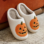Classics Pumpkin Halloween Women's Slippers Winter Indoor Cartoon Comfort Home Bedroom Soft Causal Flat Plush Shoes for Gift