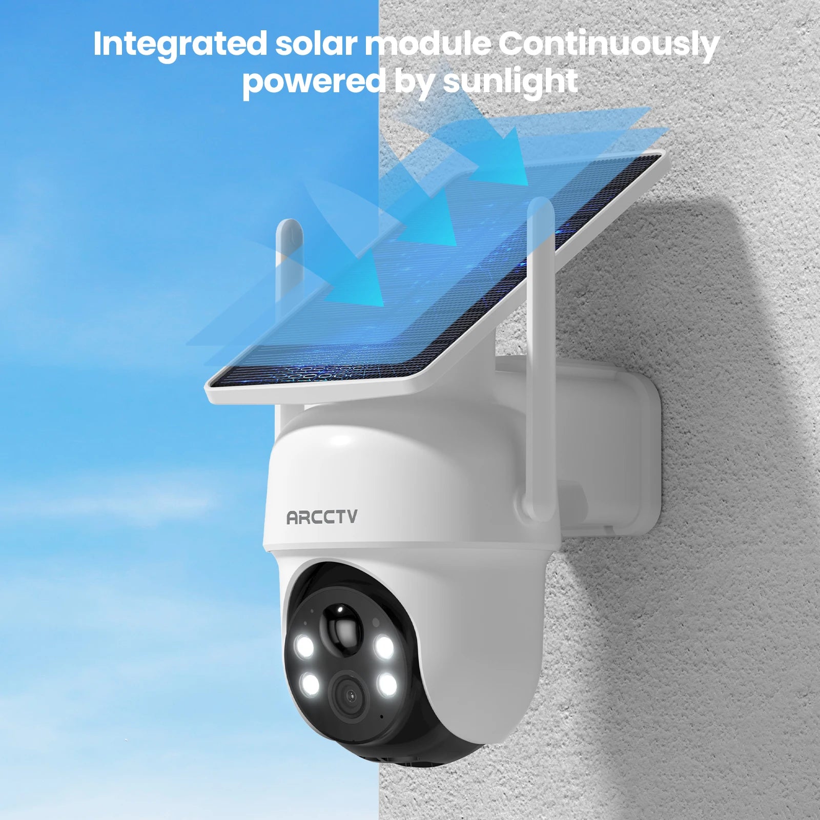 ARCCTV 4MP Wifi Solar Camera Kit Outdoor Wireless Security Surveillance Camera Set Siren Alarm Humanoid Detection Two Way Audio