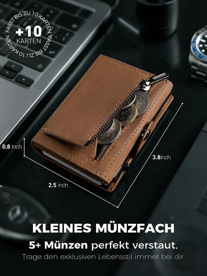 YATBEST Men's Leather Wallet With Coin Pocket AirTag Positioning Card Clip RFID Anti Magnetic Anti-Theft Card Swiping Bag