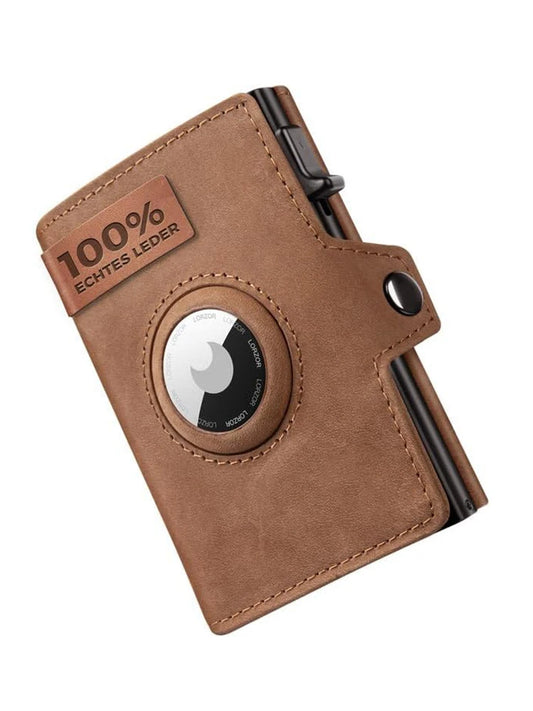 YATBEST Men's Leather Wallet With Coin Pocket AirTag Positioning Card Clip RFID Anti Magnetic Anti-Theft Card Swiping Bag