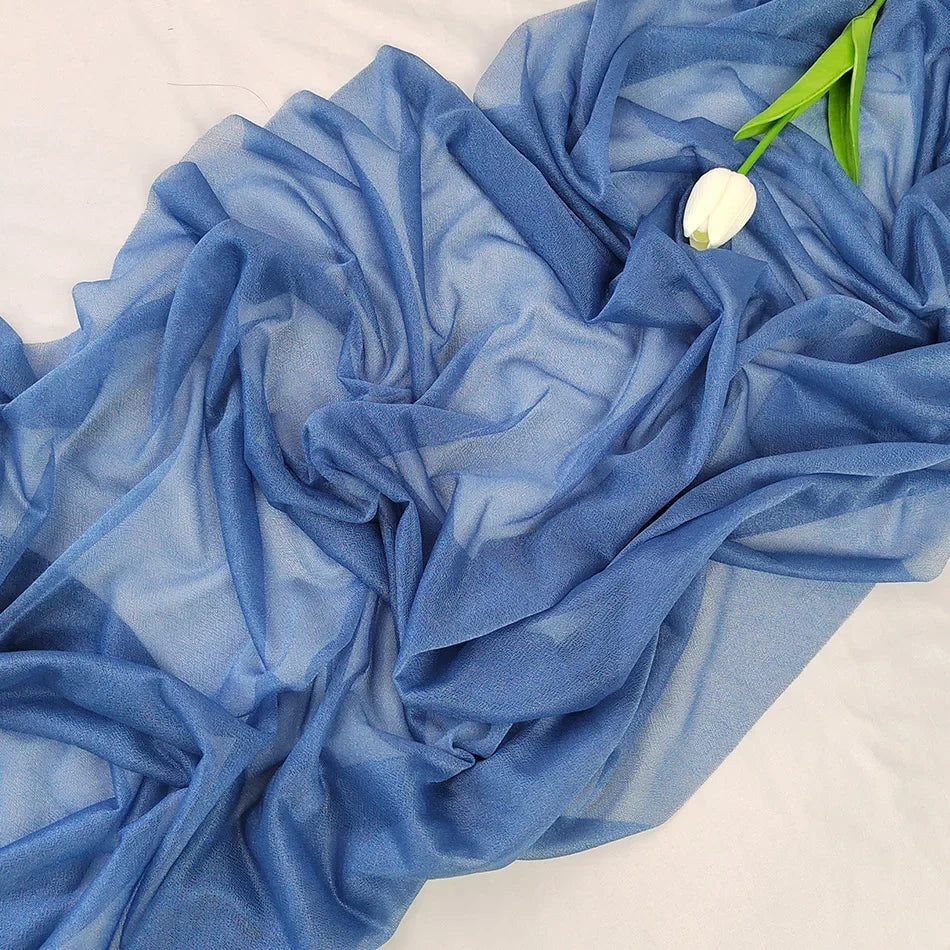 Chiffon Table Runner Sheer Fabric Silk for Boho Sheer Fabric Wedding Arch Overlay Draping Decoration Birthday Party Table Decor