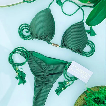 Adjustable Bandage Bikini Set 2023 Swimwear Swimsuit Woman Sexy Bathing Suits Solid Bikinis Triangle Female Summer Beachwear