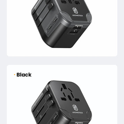 ASOMETECH International Travel Adapter USB Charger 2 USB and 2 Type C Port All-in-one Wall Charger for US EU UK AUS Travel